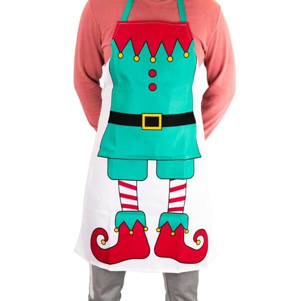 Adult Christmas Elf Apron with Festive Print for Cooking, Baking and Holiday Parties image 9