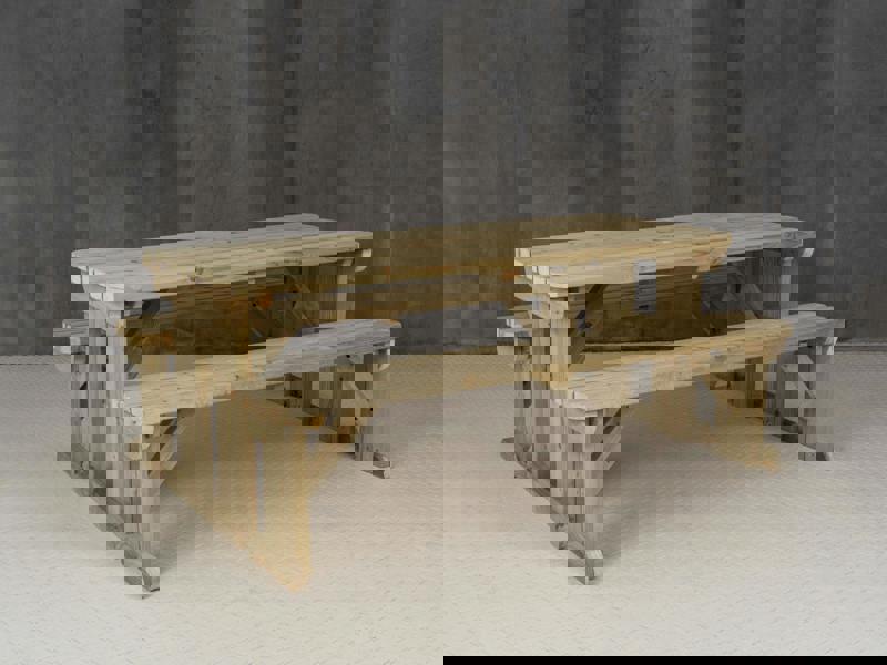 Aspen Rounded Picnic Table and Benches Set - Wooden Outdoor Dining Set for Gardens and Patios