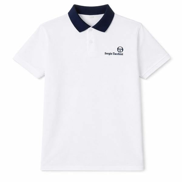 Sergio Tacchini Bondi Polo Shirt White/Maritime Blue/Mango Mint