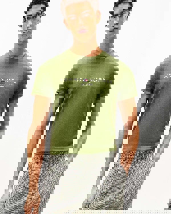 Tommy Hilfiger Tommy Logo Basic Mens T-Shirt - Mountain Pine