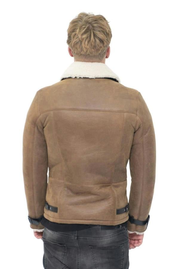 Infinity Leather Mens Double Breasted Sheepskin Leather Biker Jacket-Heathfield