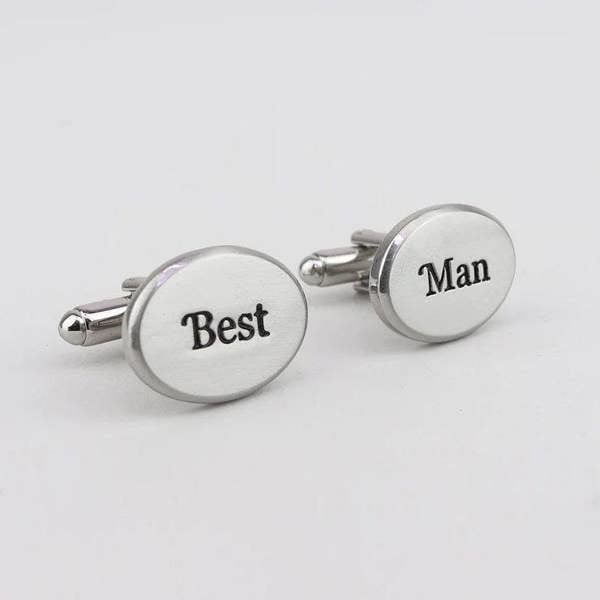 Sophos Rhodium Effect Oval Best Man Cufflinks