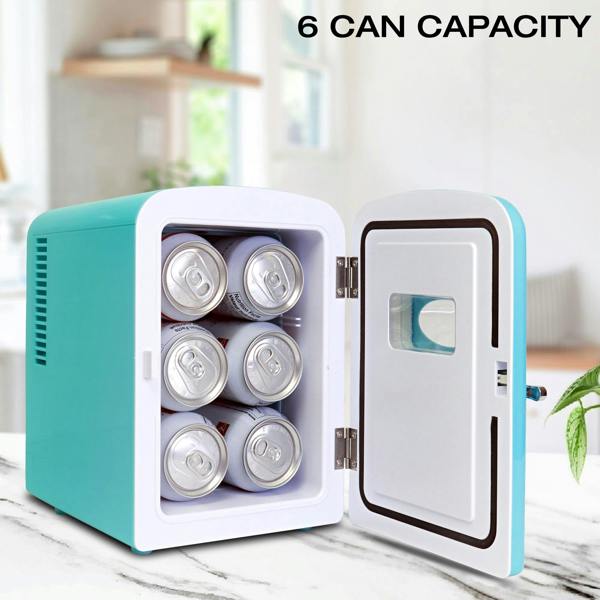 Koolatron 4L Mini Fridge For Bedrooms 6 Can Table Top 12V Portable Cooler Skincare Green
