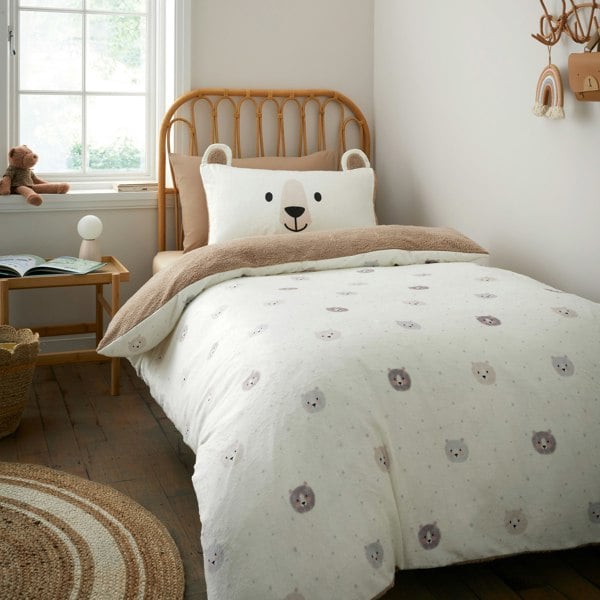 Catherine Lansfield Cosy Bear So Soft Duvet Cover Set Natural