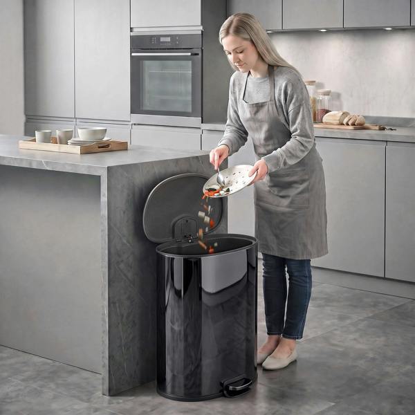HOMCOM 50L Kitchen Pedal Bin Rubbish Bin with Soft-Close Lid