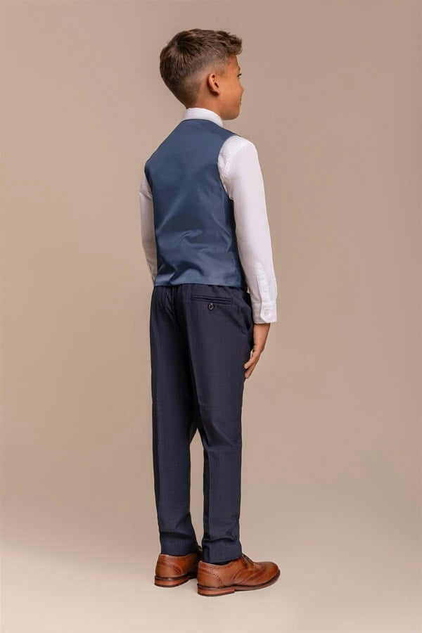 Boys Seeba Navy Waistcoat With Trouser Back