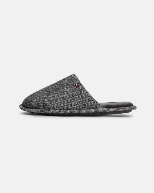 Tommy Hilfiger Herringbone Mens Hilfiger House Shoes - Universal Grey
