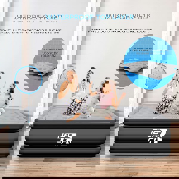 Get Fit Blow Up Air Bed with Built In Electric Pump- Free Pillow - Elevated Air Mattress - Double