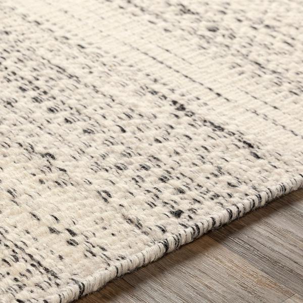 Livabliss Mardin-Hand Woven Cream Black Wool Modern Fringe Rug