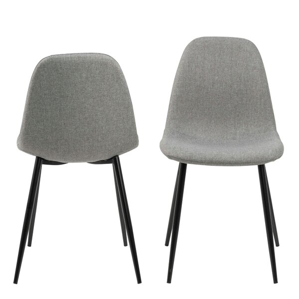 Wyld Haus Set of 4 Venice Light Grey Fabric Dining Chairs with Black Steel Legs