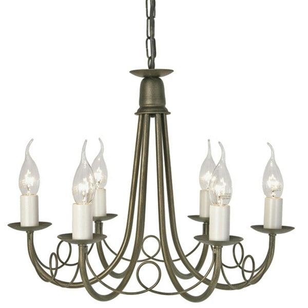 6 Bulb Chandelier Hanging Pendant LIght Black Gold LED E14 60W Bulb Loops