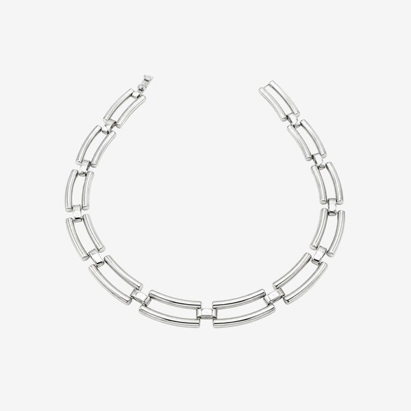 Uchi & Soto Shikaku Silver Rectangle Link Statement Necklace