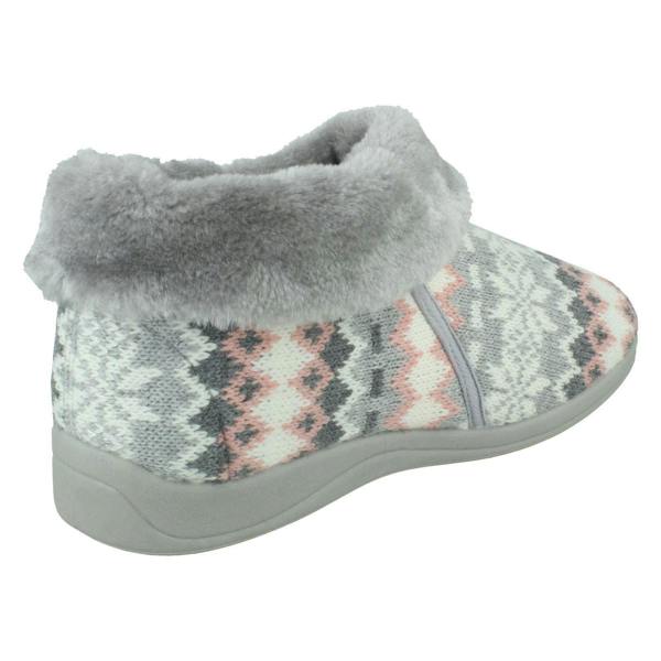 Rosebank Ladies Rosebank Memory Foam Norwegian Print Bootee Slippers Penny
