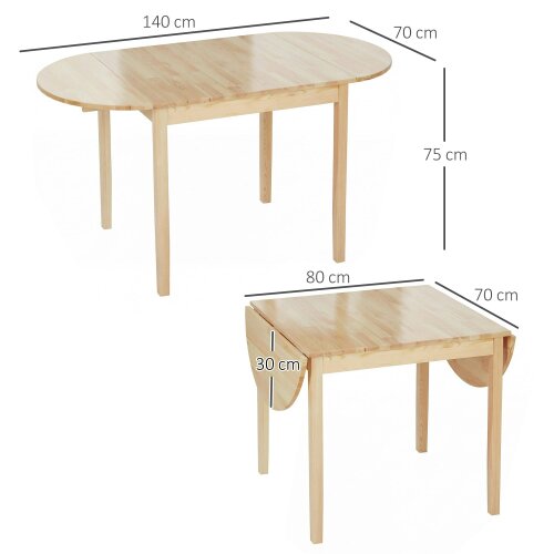 Wyld Haus Fico Solid Wood Natural Drop Leaf Dining Table Seating 4 To 6