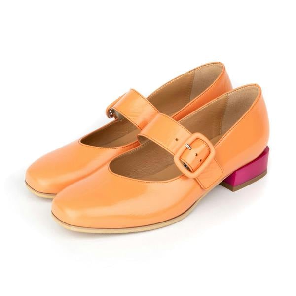 Embassy London Bliss - Coral & Rose - Women's block heel square toe patent leather Mary-Jane