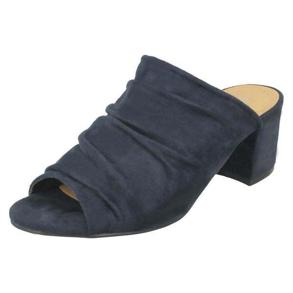 Anne Michelle Ladies Anne Michelle Mid Heel Rouched Vamp Mules