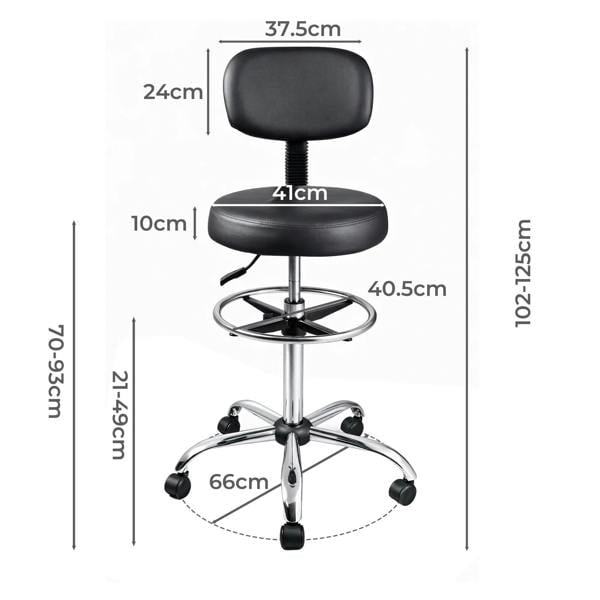 Levede Swivel Drafting Chair Ergonomic Stool Height Adjustable Footrest Backrest