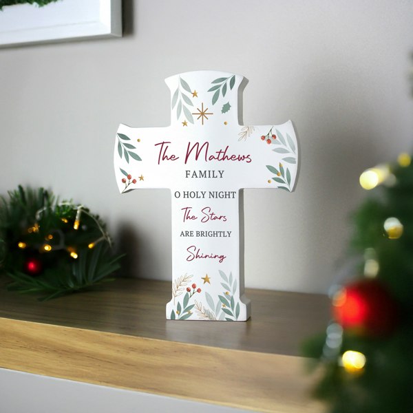 Personalised Memento Company Personalised Christmas Wooden Cross Ornament