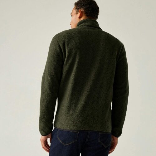 Regatta Mens Frankie Borg Fleece Jacket - Dark Khaki/Black - Dark Khaki/Black - 70% Polyester/30% Recycled Polyester