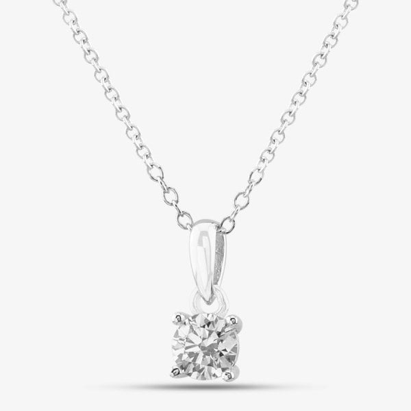 T. H. Baker Silver Medium Brilliant Cut Cubic Zirconia Pendant Necklace ZQP00045