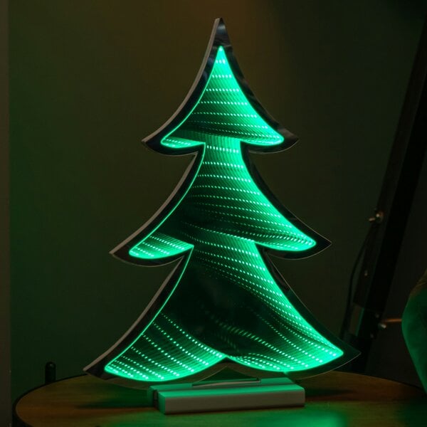 Samuel Alexander 40cm Infinity Light up Christmas Tree Decoration with Green LEDs on Wooden Base