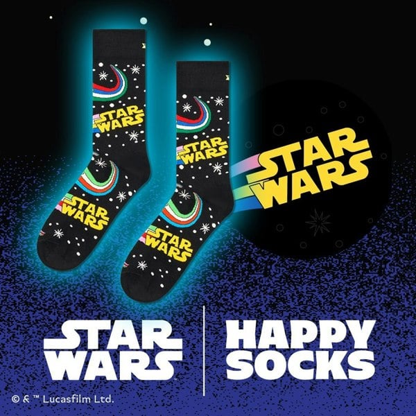 Happy Socks - Star Wars Title Socks, Navy - Boxers - and - Briefs.net