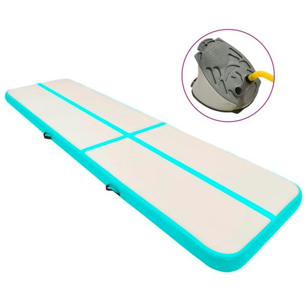 Berkfield Inflatable Gymnastics Mat with Pump 700x100x20 cm PVC Green
