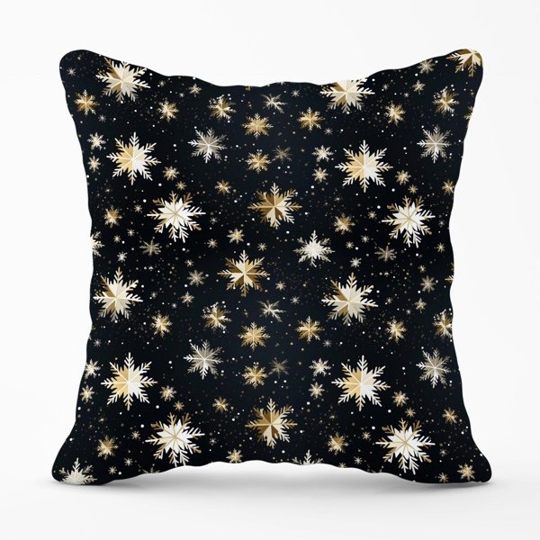 Warren Reed Silver Gold Snowflake Pattern Cushions