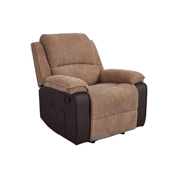 Preston Jumbo Cord Manual Recliner Armchair in Brown