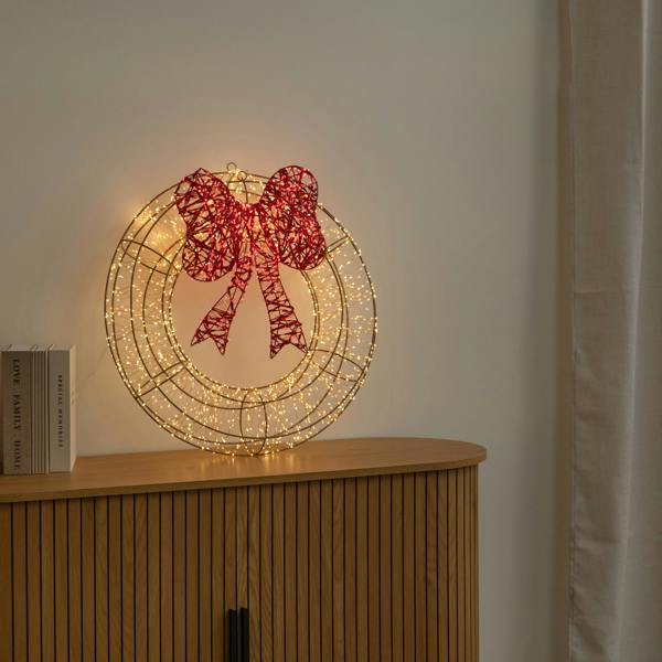 Samuel Alexander 60cm Light Up Christmas Wreath with 2000 Warm White & Red LEDs