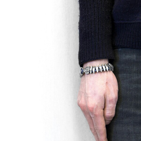 Anchor & Crew Royal Blue Delta Anchor Maxi Silver and Braided Leather Bracelet