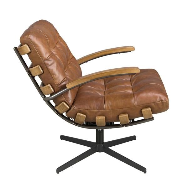Angel Cerdá Dark brown leather and walnut swivel armchair 5154