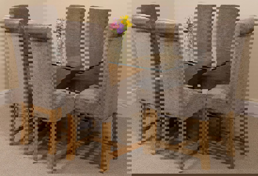 That's Furniture Valencia Oak Small Glass Dining Table & Washington Fabric Chairs
