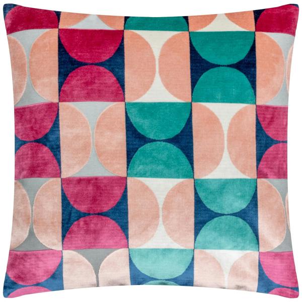 Paoletti Bardot Cut Velvet Cushion Cover - Magenta/Blue - 