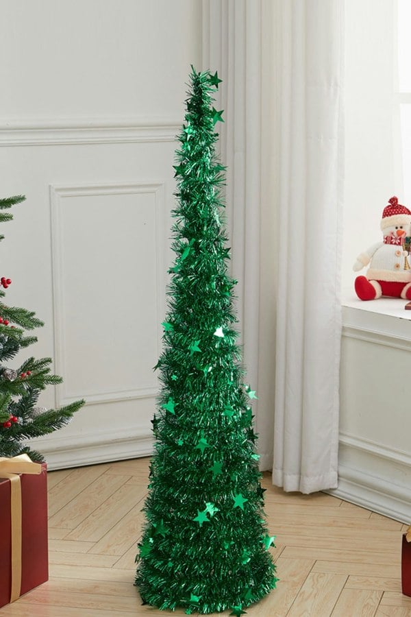 Living and Home Collapsible 1.2M Adjustable Tinsel Christmas Tree with Base
