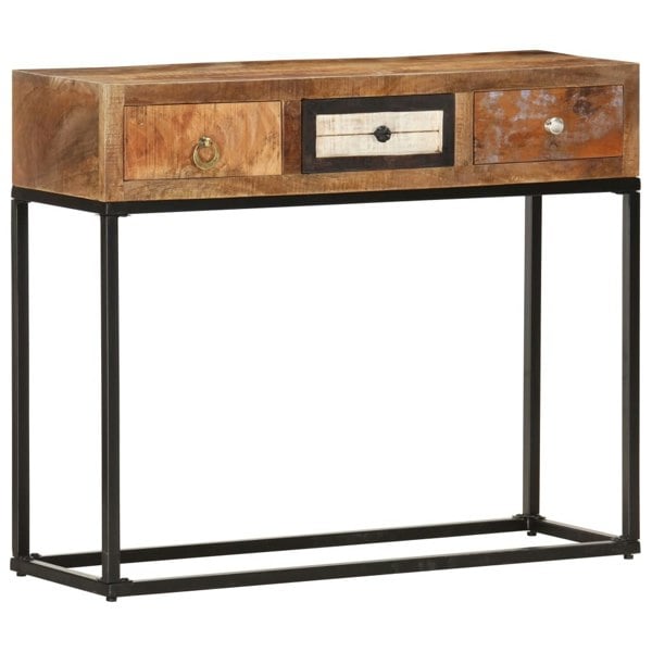 Berkfield Console Table Gold 90x30x75 cm Solid Reclaimed Wood