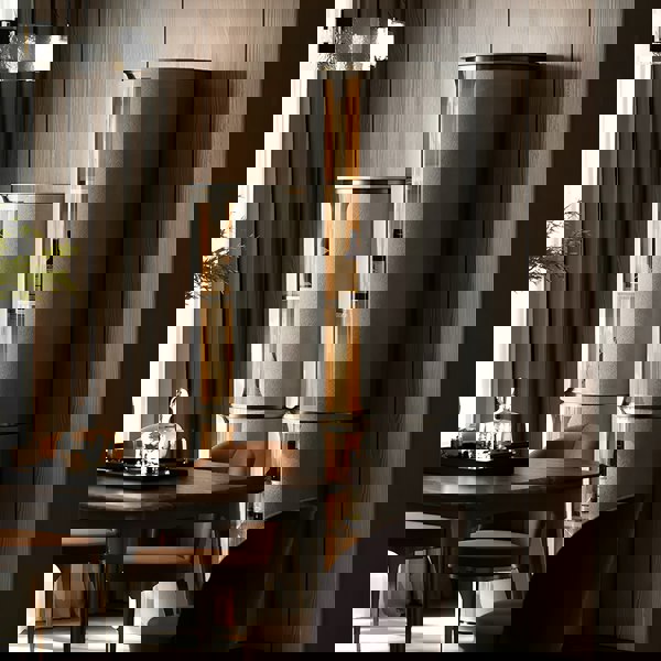 Detail view of Triton Wine Rack And Wine Cabinet, Leather with turntable in cabinet