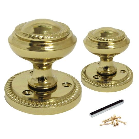EDH Door Hardware Brass Plated Georgian Style Sprung Round Door Knob Set – Internal 1 Pair