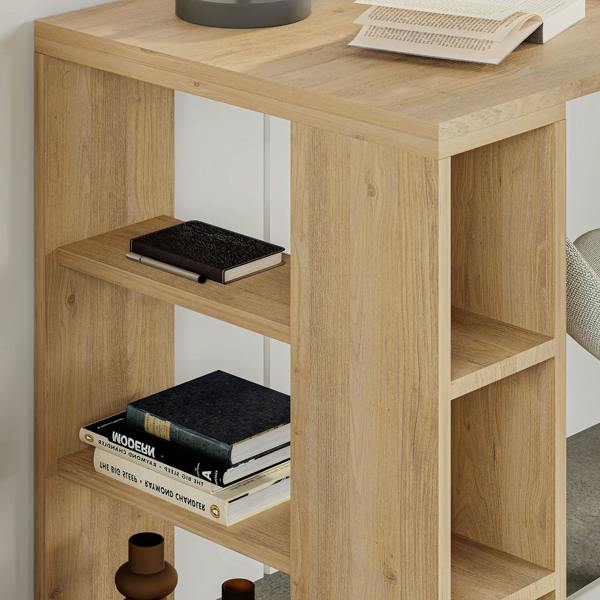 Decortie Colmar Modern Desk with Integrated 6-Shelf Bookshelf Storage Width 140cm