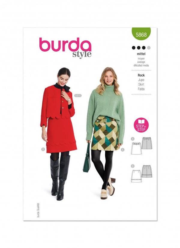 Burda Sewing Pattern 5868 Skirts For Women, 8-18 (34-44) - Intermediate