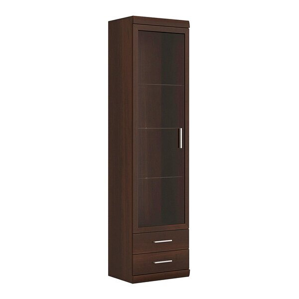 Wyld Haus Sonderborg Dark Mahogany Tall 1 Glass Door 2 Drawer Narrow Cabinet