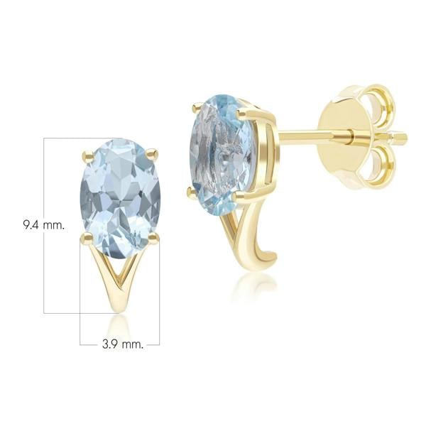 Gemondo Classic Oval Aquamarine Stud Earrings in 9ct Yellow Gold 7x5mm