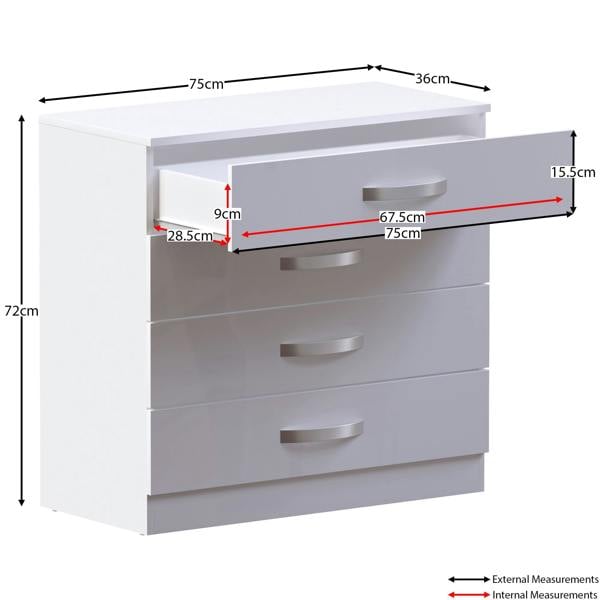 Vida Designs Hulio 4 Drawer Chest, Black