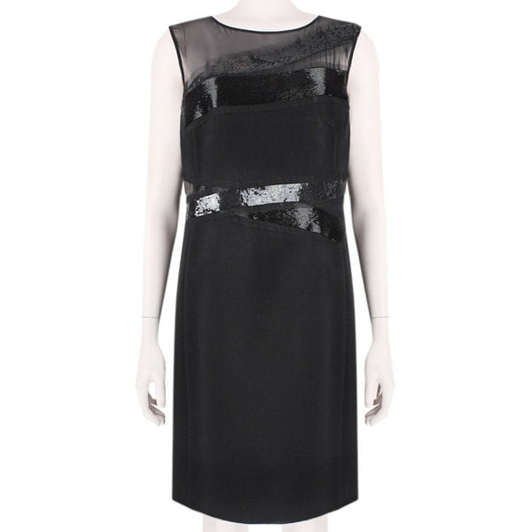 Emilio Pucci luxurious black dress in sheer chiffon and a wool crepe blend