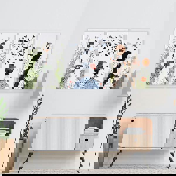 Canvas Pictures For Living Room | Set of 3 Boho Women Wall art Prints