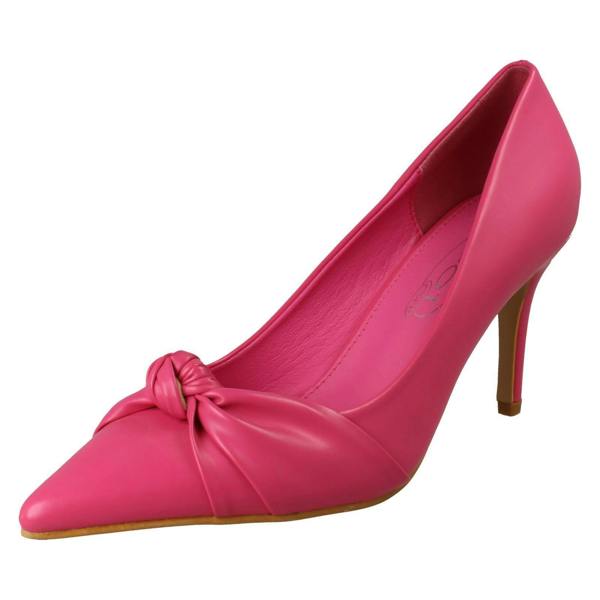 Spot On Ladies Spot On High Heel Twist Knot Vamp Pointed Toe Court Shoe F90130
