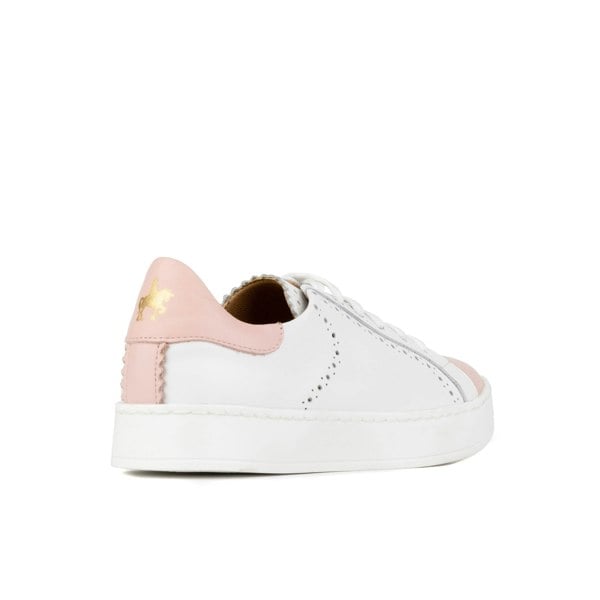 Embassy London Serena - Pink & White - Women’s Leather Trainer with Brogue Details