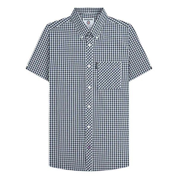 Lambretta Mens SS25 Gingham Shirt - Navy/White