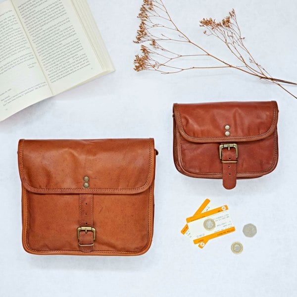 Paper High Brown Leather Crossbody Bag