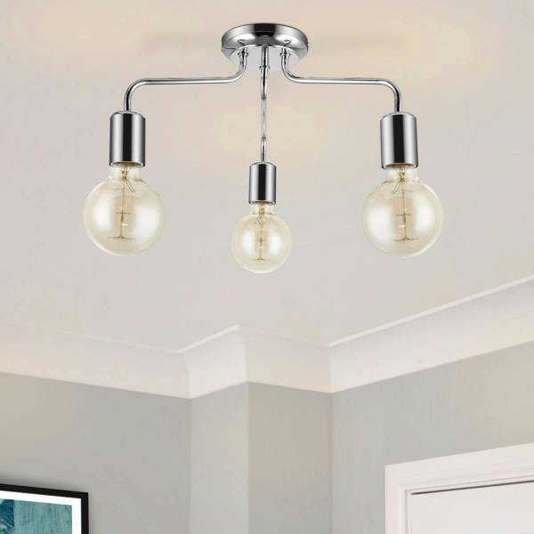 COSYLYTE Fraser 3 Light Metal Ceiling Flush Light - Chrome